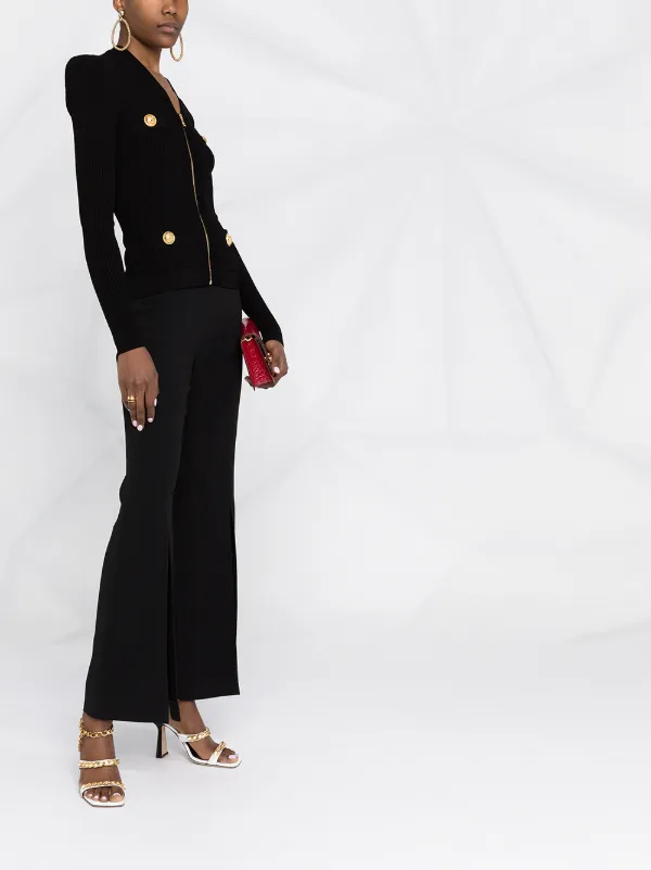 Balmain Zipped Ribbed-knit Jacket - Black