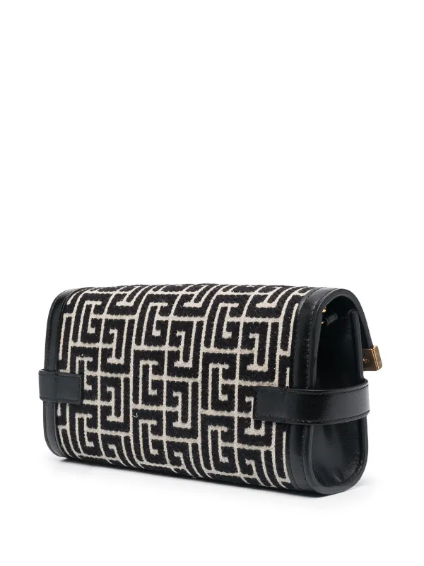 Balmain B-Buzz 23 Monogram Jacquard Clutch Bag | Black Balmain B-Buzz 23 Monogram Jacquard Clutch Bag | Black