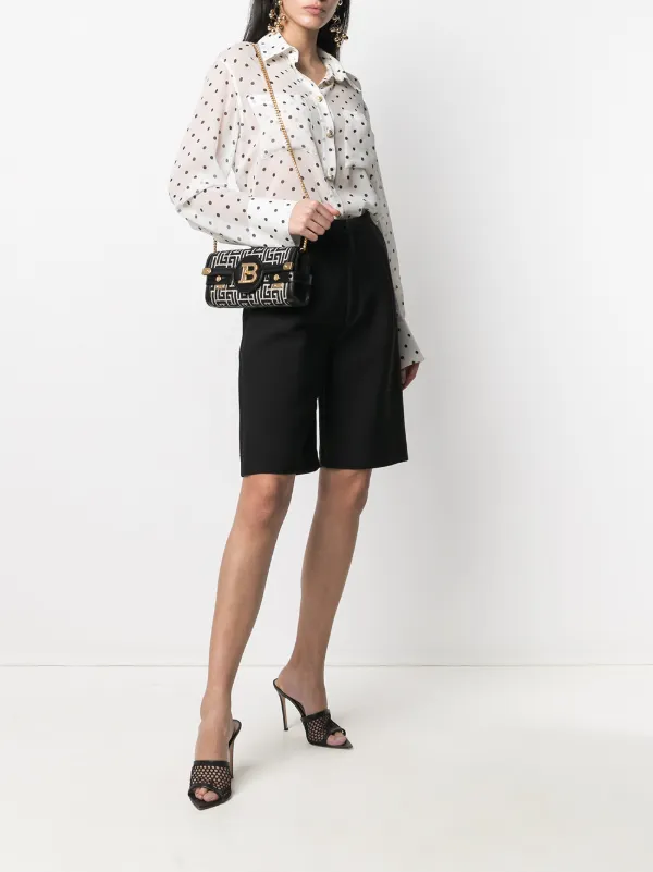 Balmain B-Buzz 23 Monogram Jacquard Clutch Bag | Black