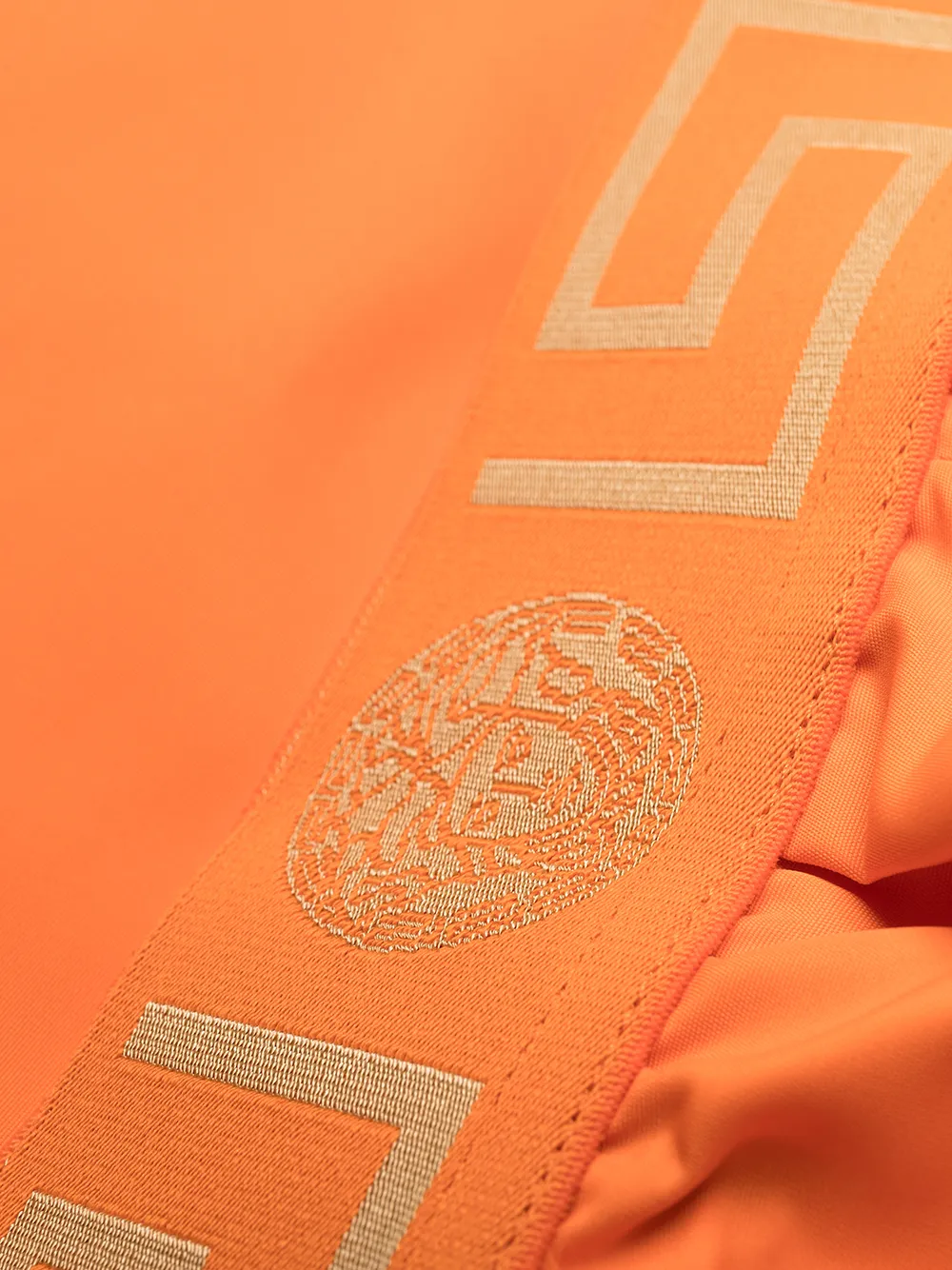 Shop Versace Greca Border Swim Shorts In Orange