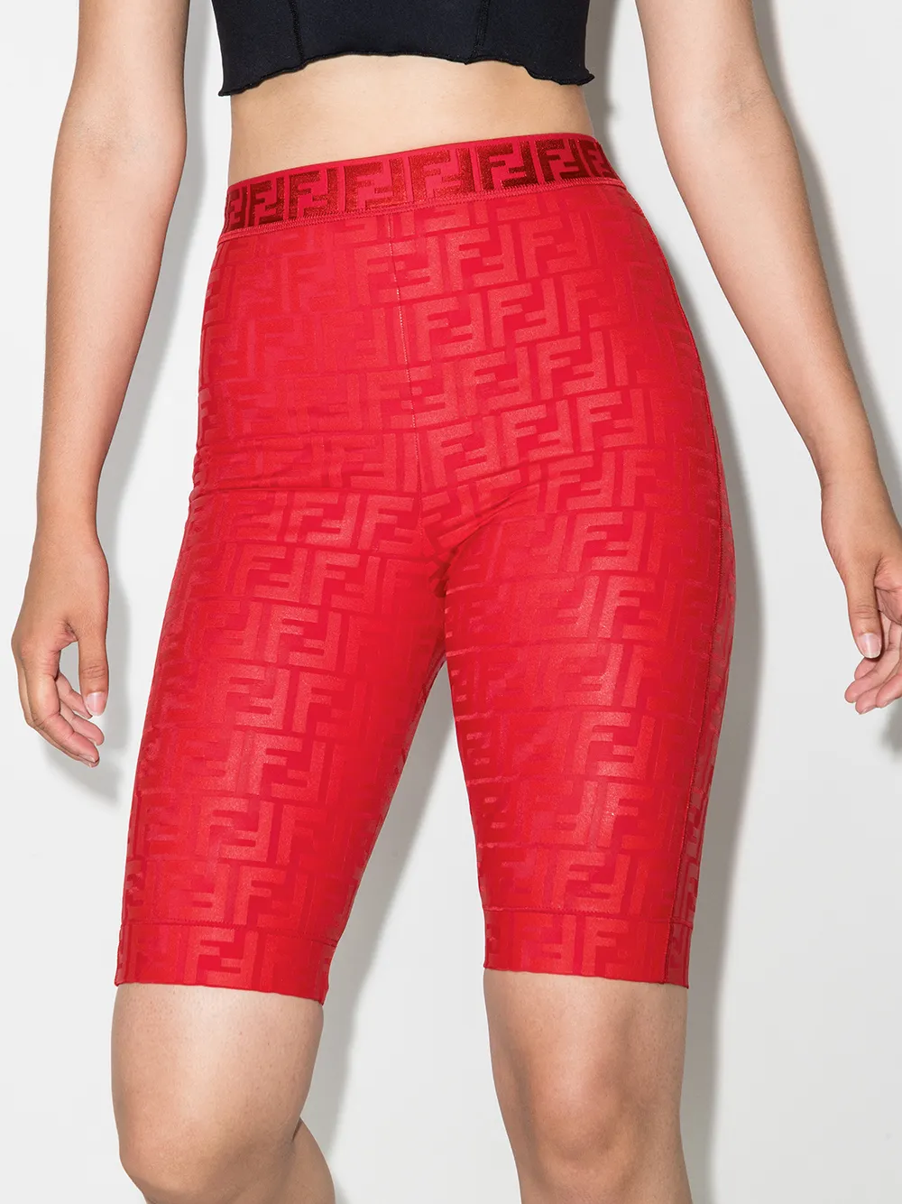 фото Fendi облегающие шорты с вышивкой ff