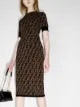 Image 2 of Fendi FF-logo knitted midi dress