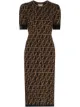 Image 1 of Fendi FF-logo knitted midi dress
