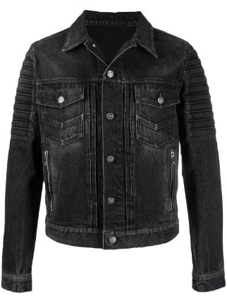 Balmain Distressed Ribbed Denim Jacket - Farfetch