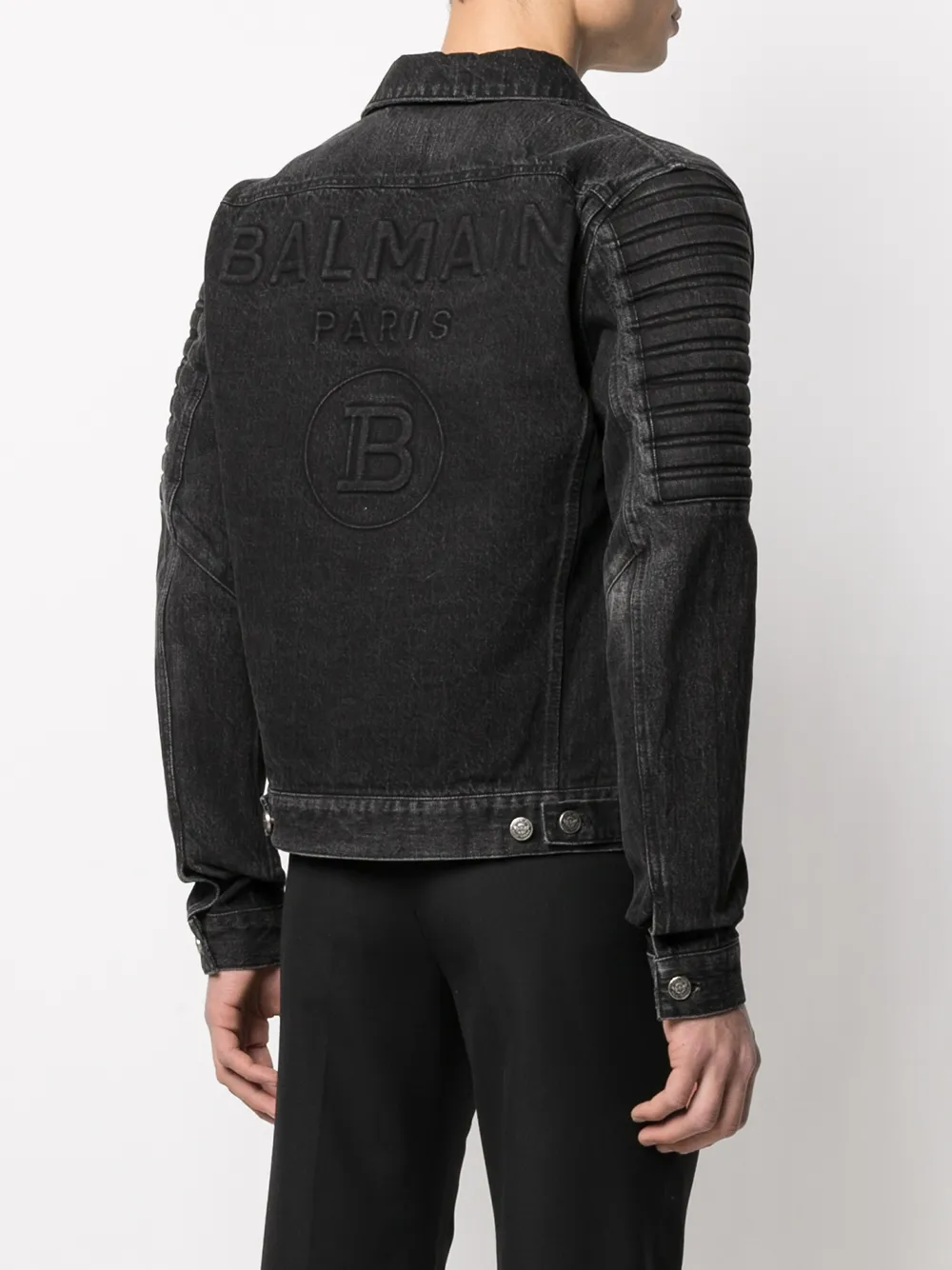 фото Balmain джинсовая куртка в рубчик с эффектом потертости