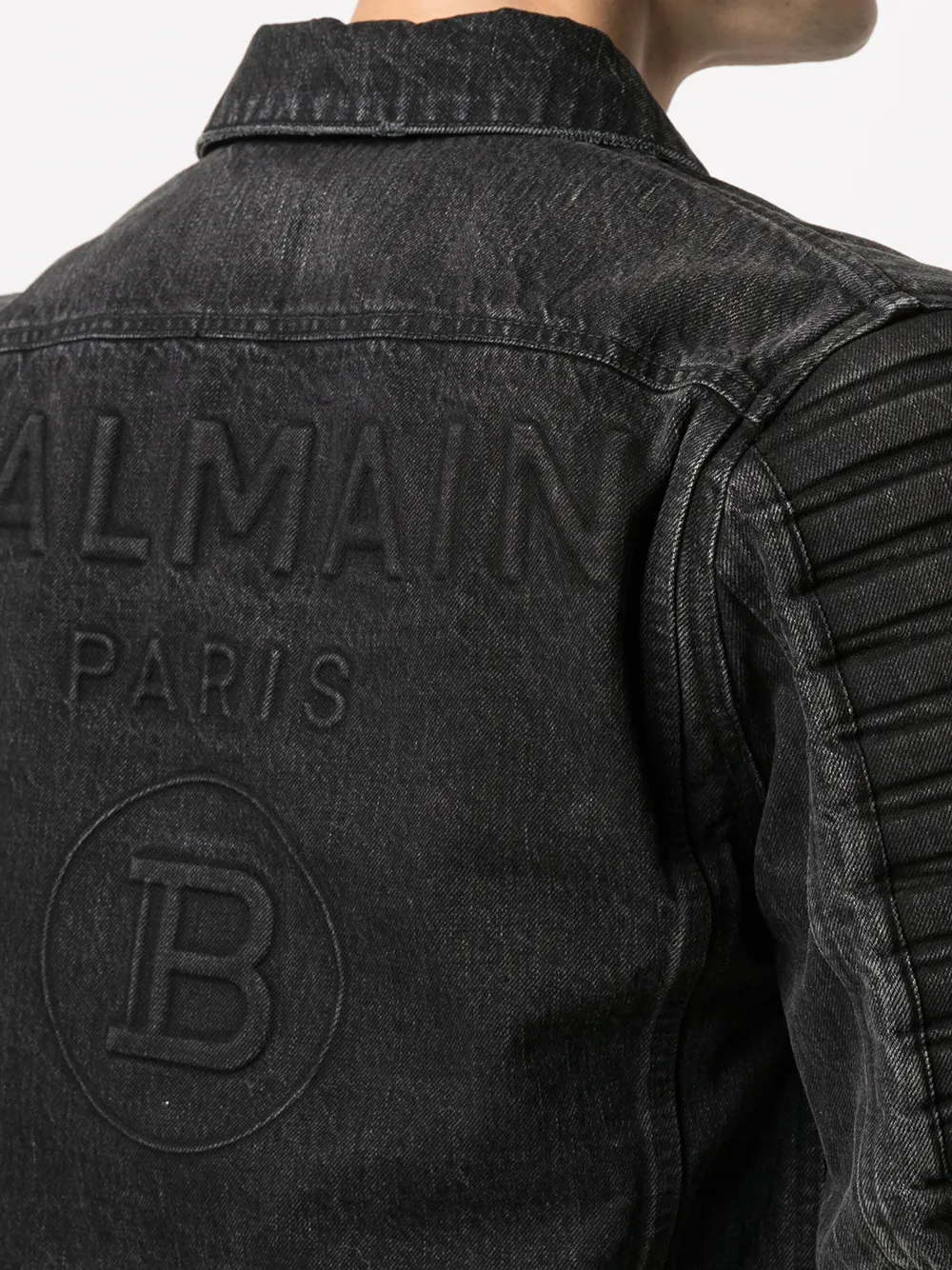 фото Balmain джинсовая куртка в рубчик с эффектом потертости