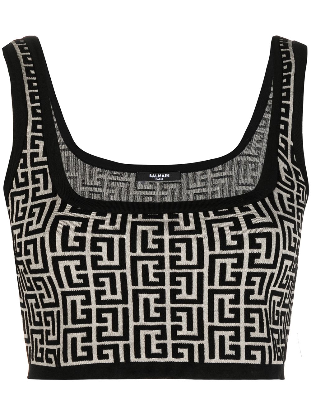 Cheap Balmain cropped monogram jacquard vest top Women