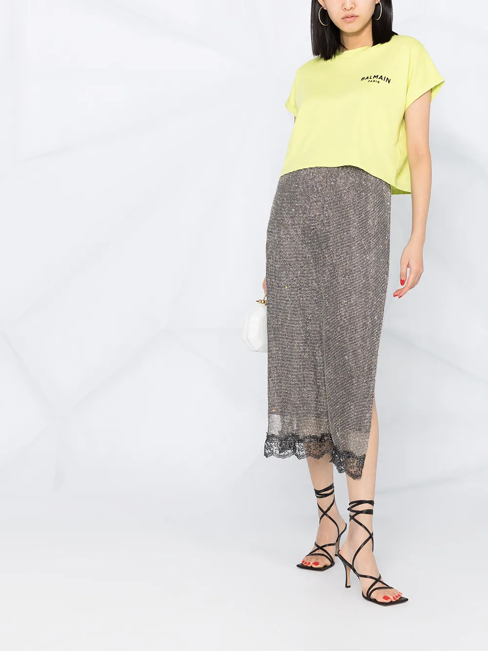 фото Balmain укороченная футболка с логотипом