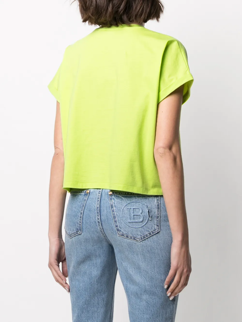 фото Balmain укороченная футболка с логотипом