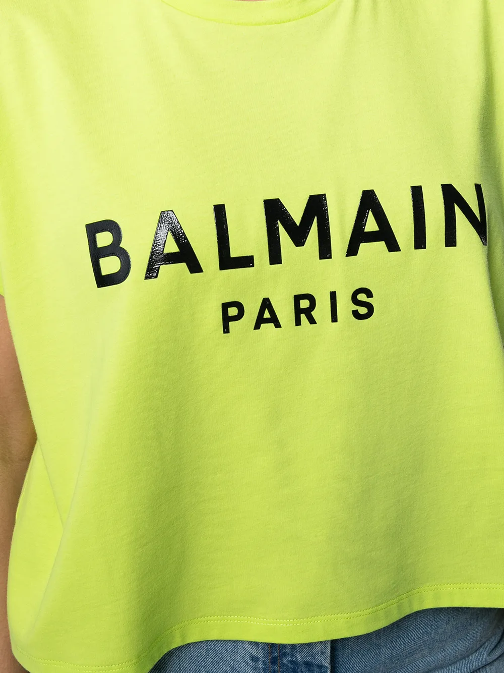 фото Balmain укороченная футболка с логотипом