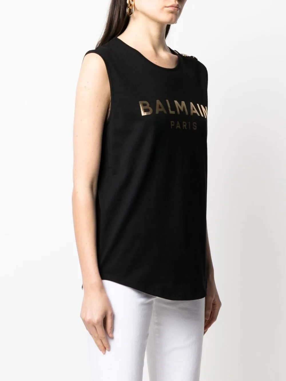 фото Balmain футболка без рукавов с логотипом