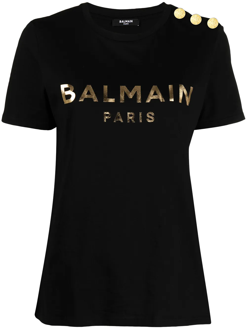 фото Balmain футболка с декоративными пуговицами и логотипом