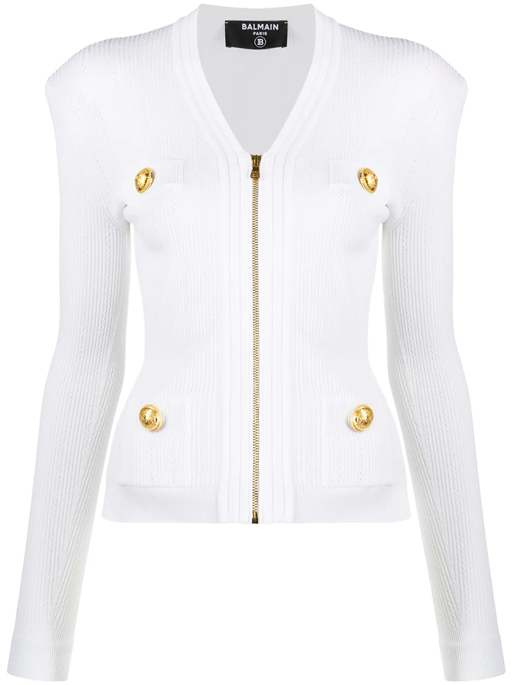 Balmain Zipped ribknit Jacket Farfetch