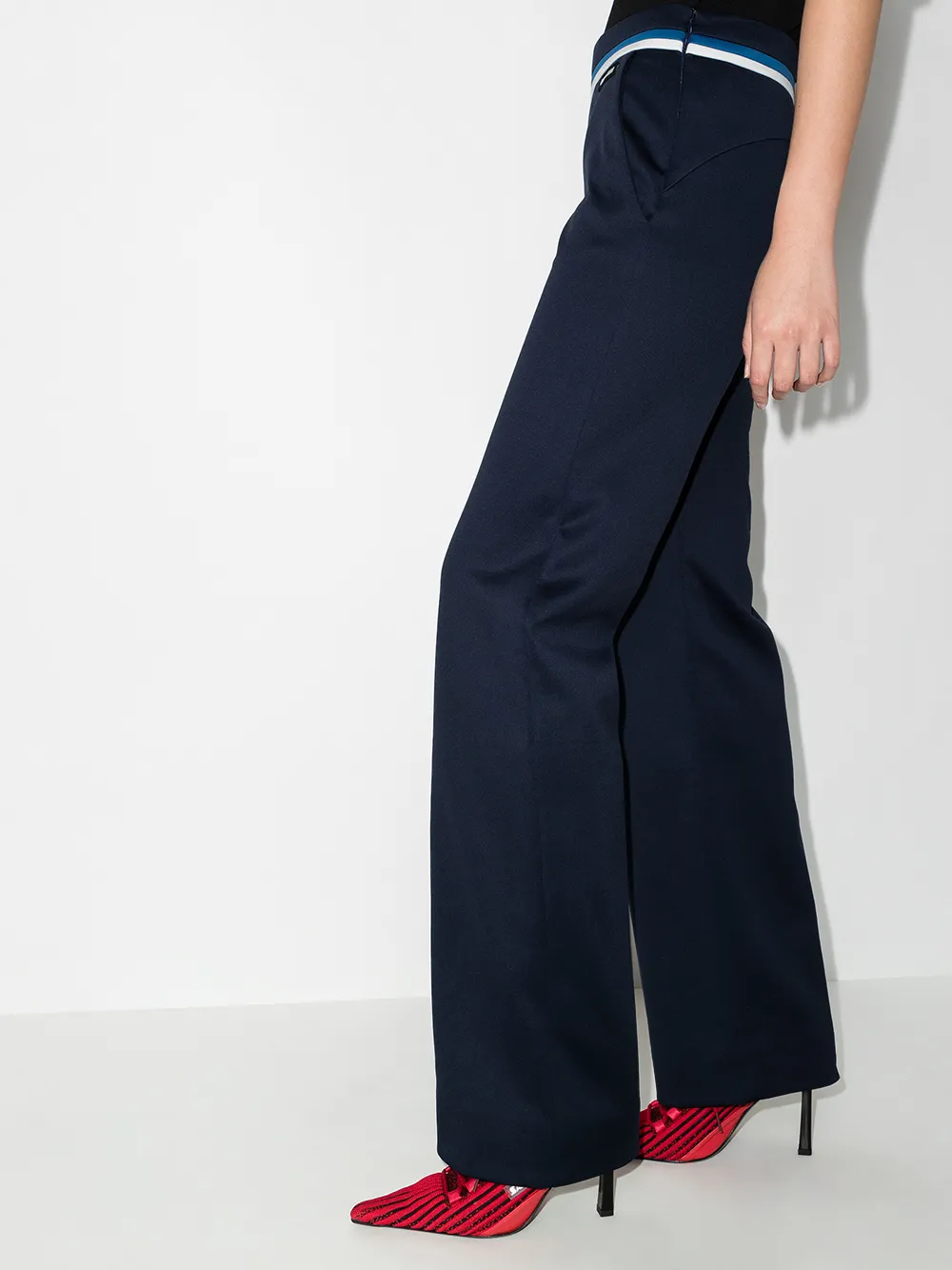 Miu Miu Pantalon met logopatch - Blauw