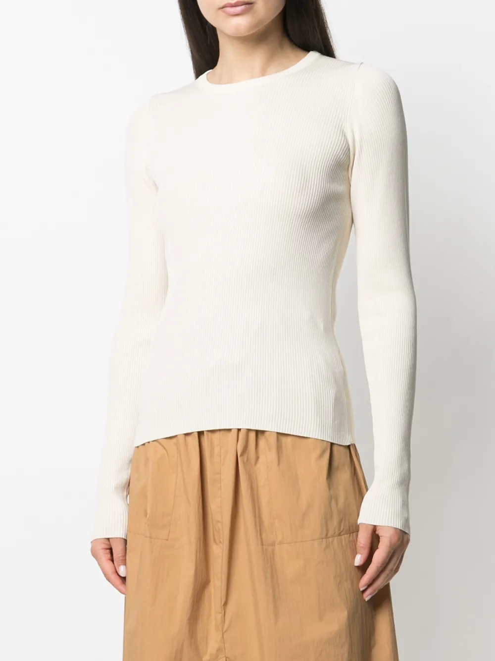 REMAIN Geribbelde trui Beige