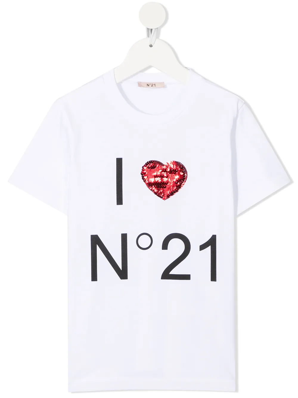 

Nº21 Kids sequin heart t-shirt - White