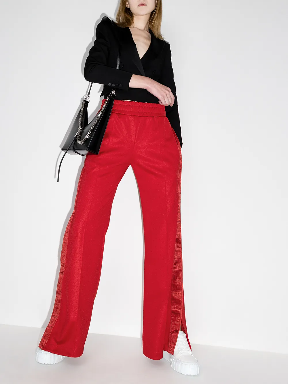 фото Fendi спортивные брюки с логотипами на лампасах