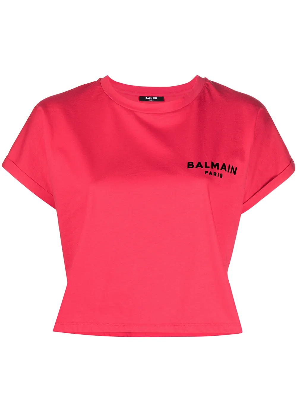 фото Balmain укороченная футболка с логотипом