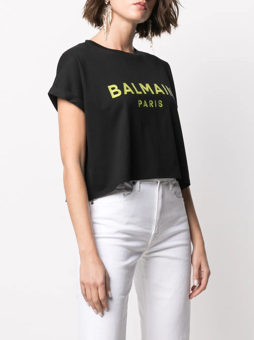 фото Balmain укороченная футболка с короткими рукавами