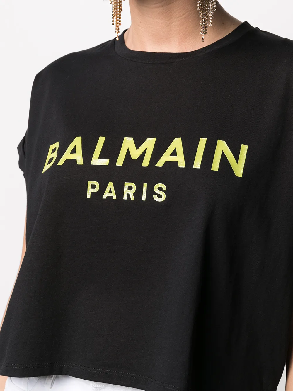 фото Balmain укороченная футболка с короткими рукавами