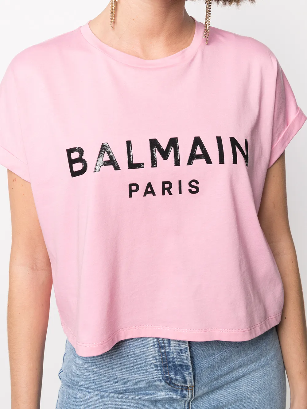 фото Balmain укороченная футболка с короткими рукавами