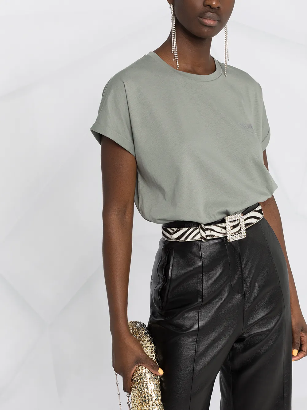 фото Balmain футболка с рукавами кап и логотипом