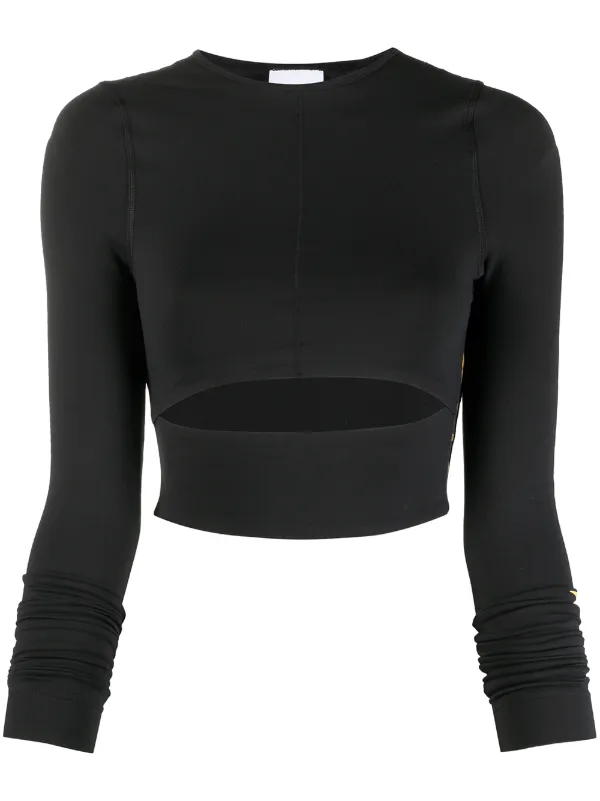 black long sleeve shirt crop