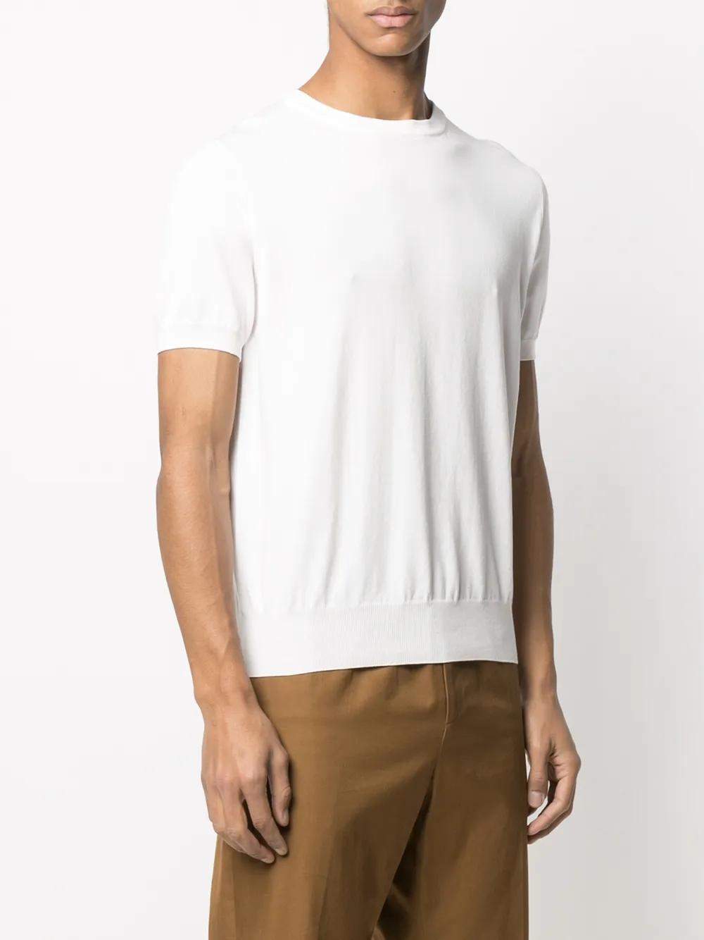 Shop Canali Knitted Cotton T-shirt In White