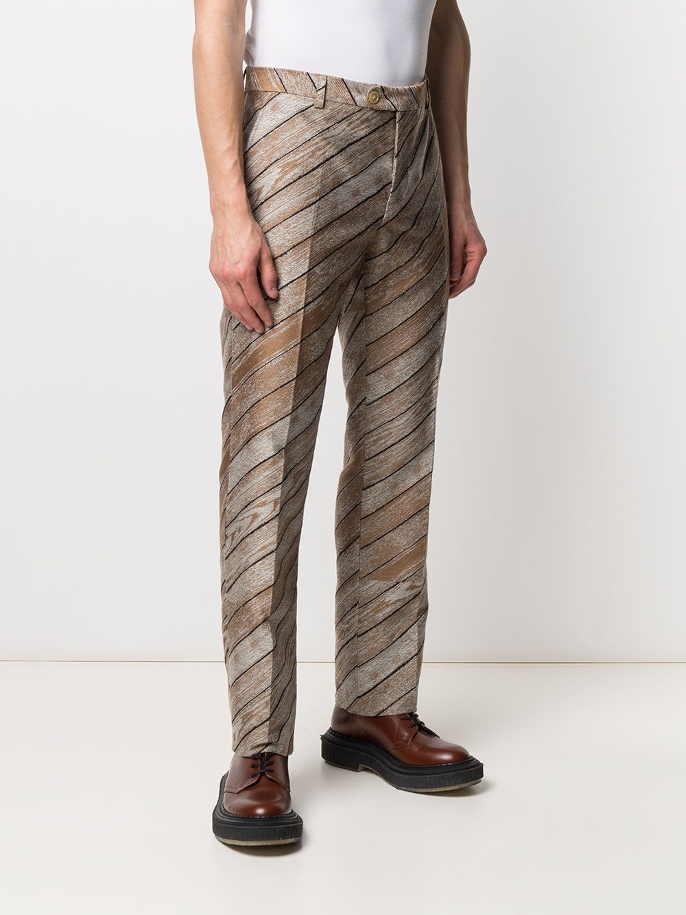 Pre-owned Walter Van Beirendonck Striped Tailored Trousers In Brown