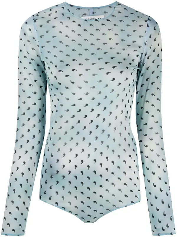 Maison Margiela comma print silk bodysuit - FARFETCH
