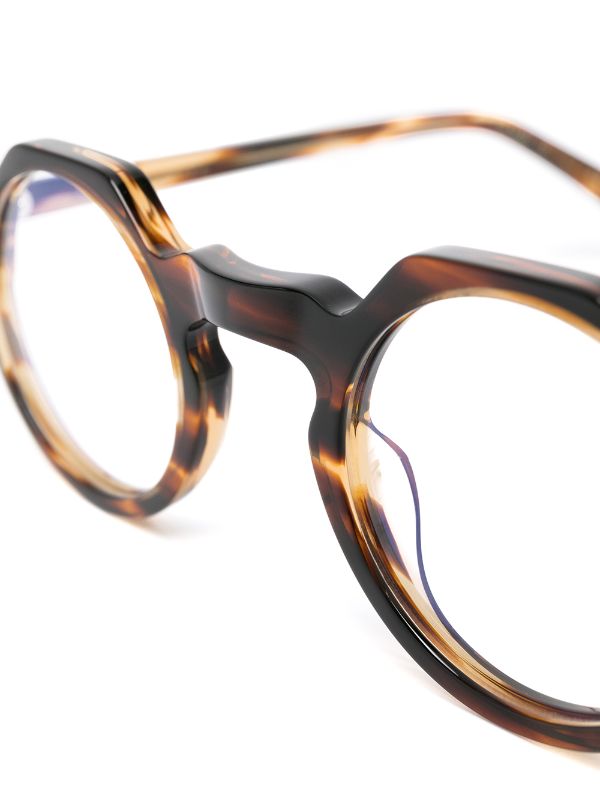 Lesca Yoga Round Frame Glasses | Brown | FARFETCH AO