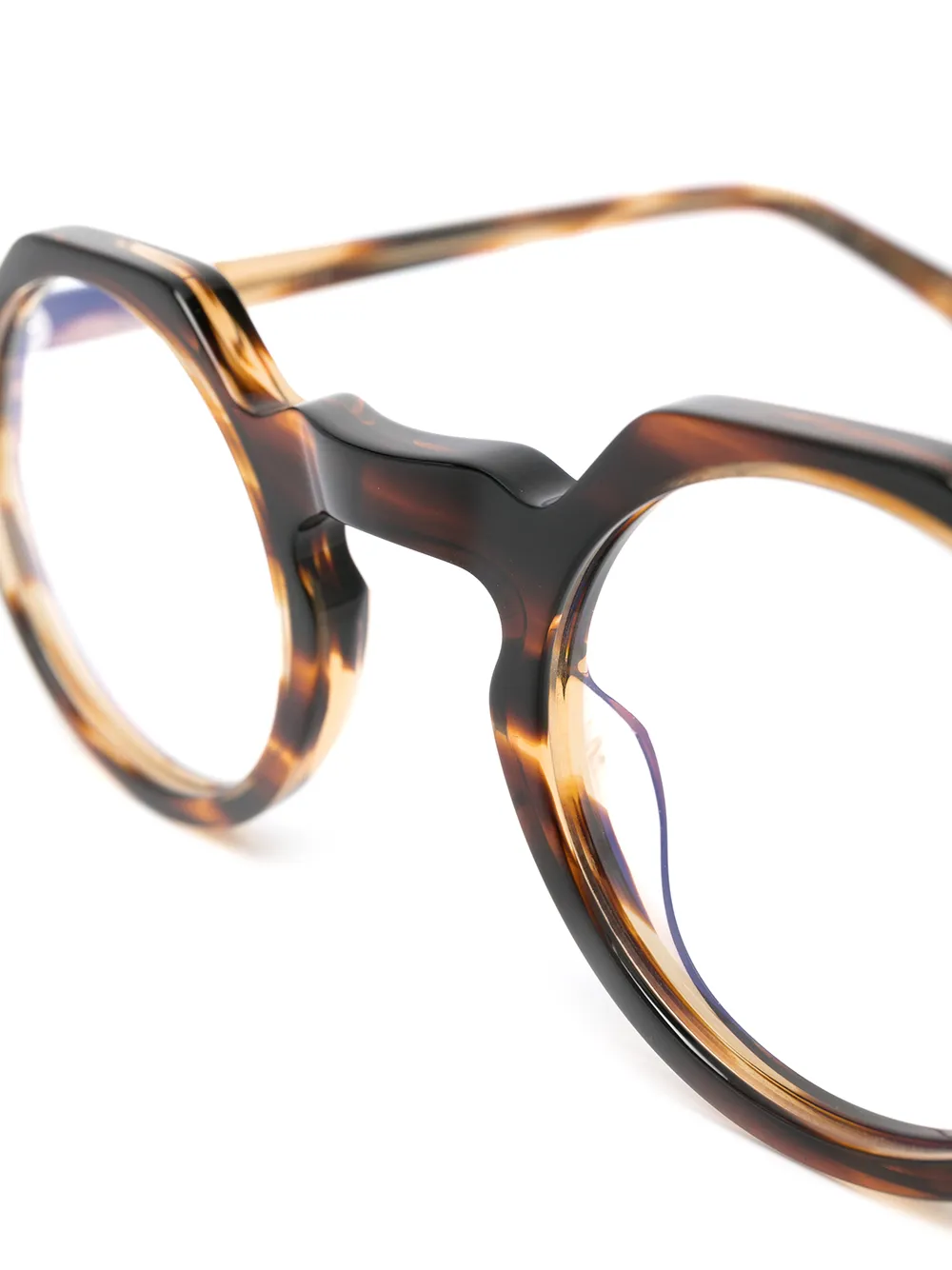  Lesca Yoga Round Frame Glasses - Brown 
