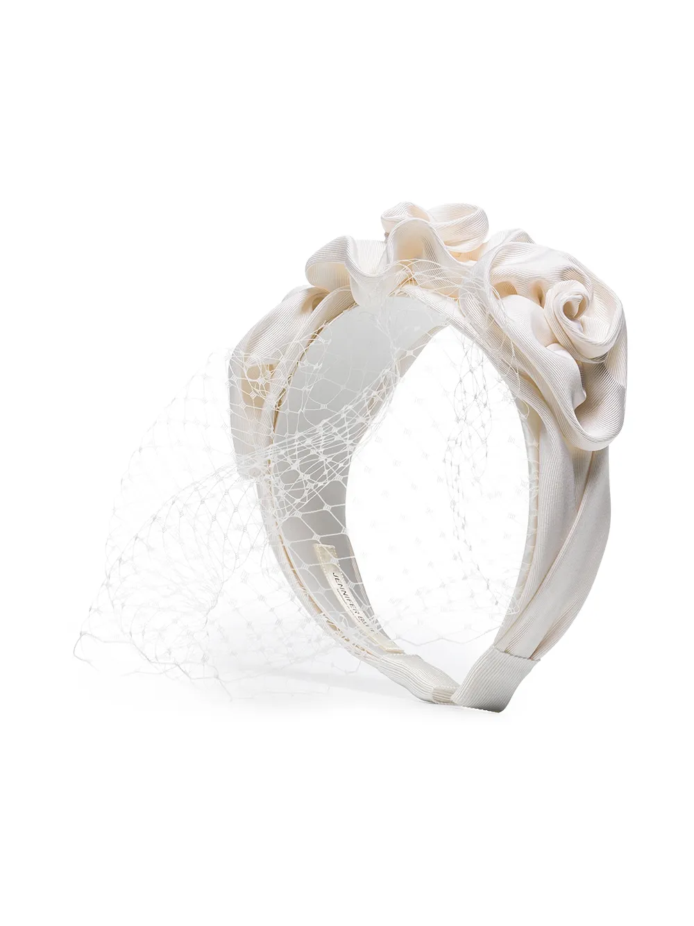 Jennifer Behr Cream Triple Rosette Veil Headband In White