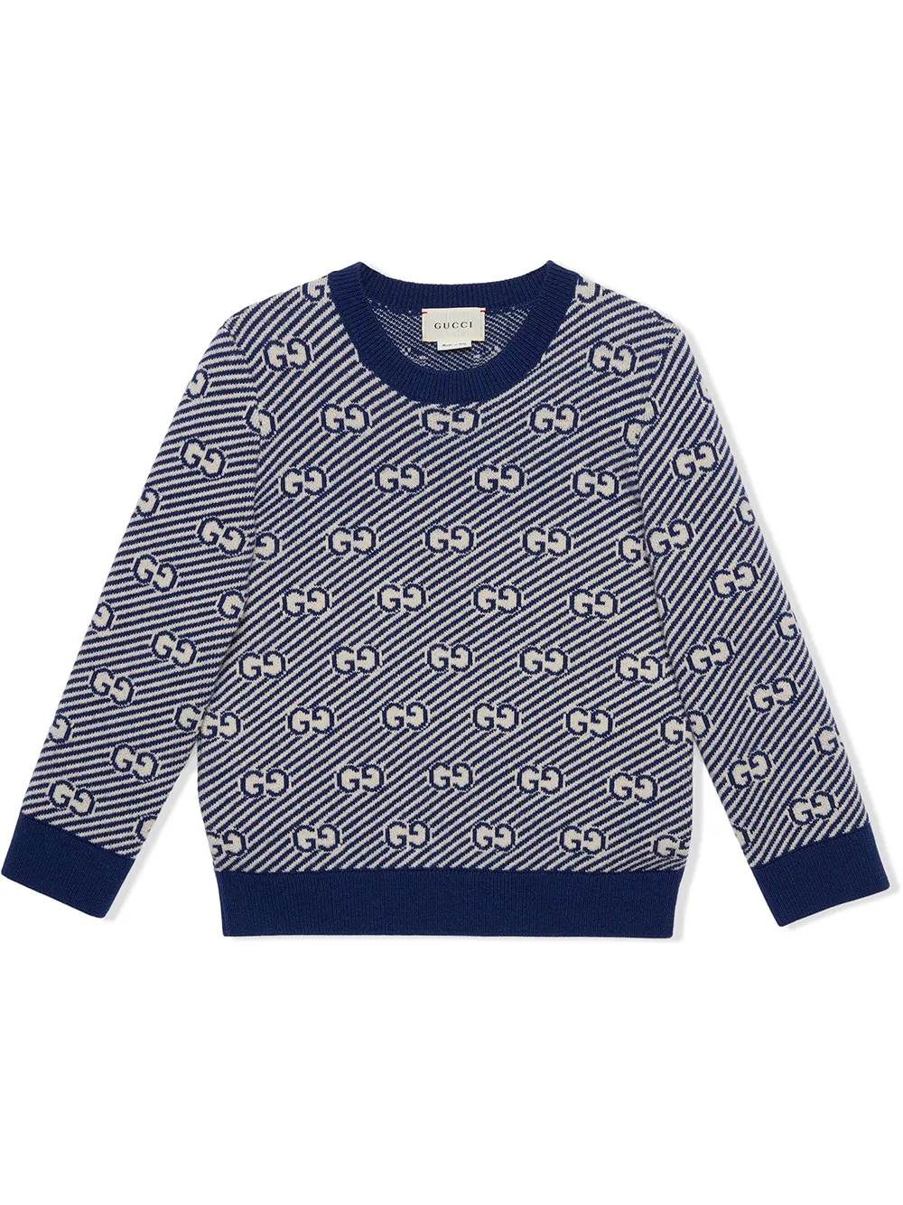 

Gucci Kids jacquard GG stripe knit jumper - Blue