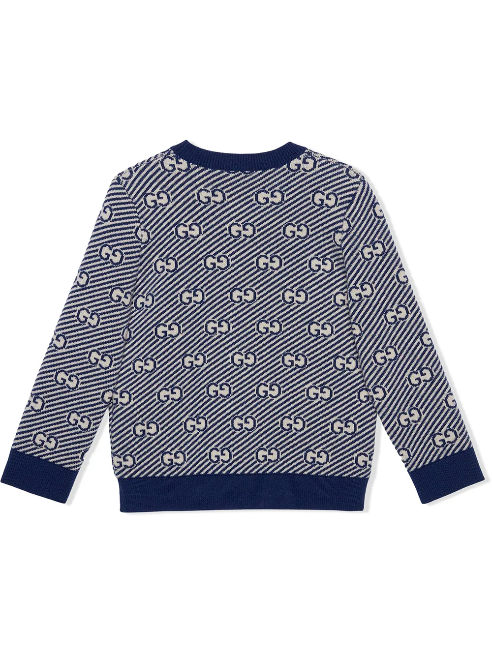 Shop Gucci Jacquard Gg Stripe Knit Jumper In Blue