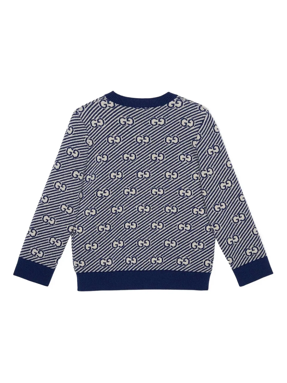  Gucci Kids Jacquard Pullover Mit Gg Streifen   Blau 