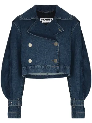 Self-Portrait クロップド デニムジャケット | ブルー | FARFETCH JP