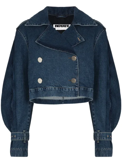 ROTATE BIRGER CHRISTENSEN ruffle-trim cropped denim jacket