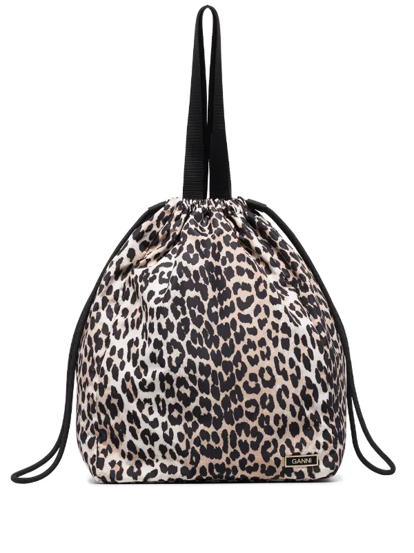 leopard print drawstring bag
