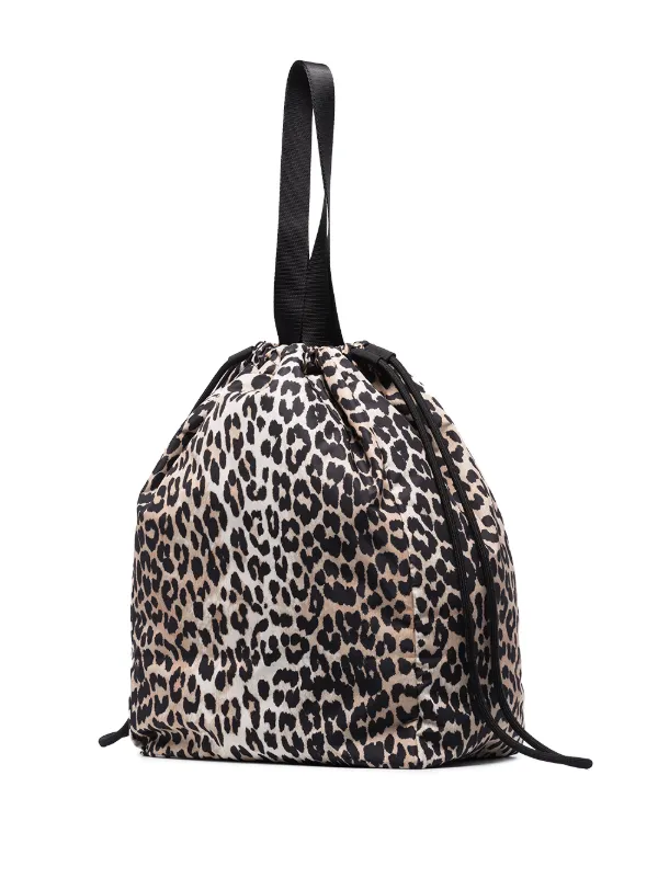 leopard print drawstring bag