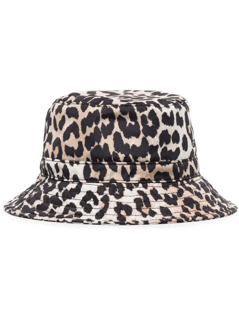 Shop GANNI leopard print bucket hat 