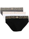 Versace Greca-print cotton briefs set - Black