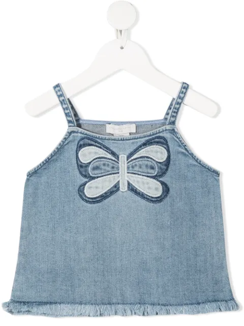 Stella McCartney Kids توب جينز بتطريز فراشة