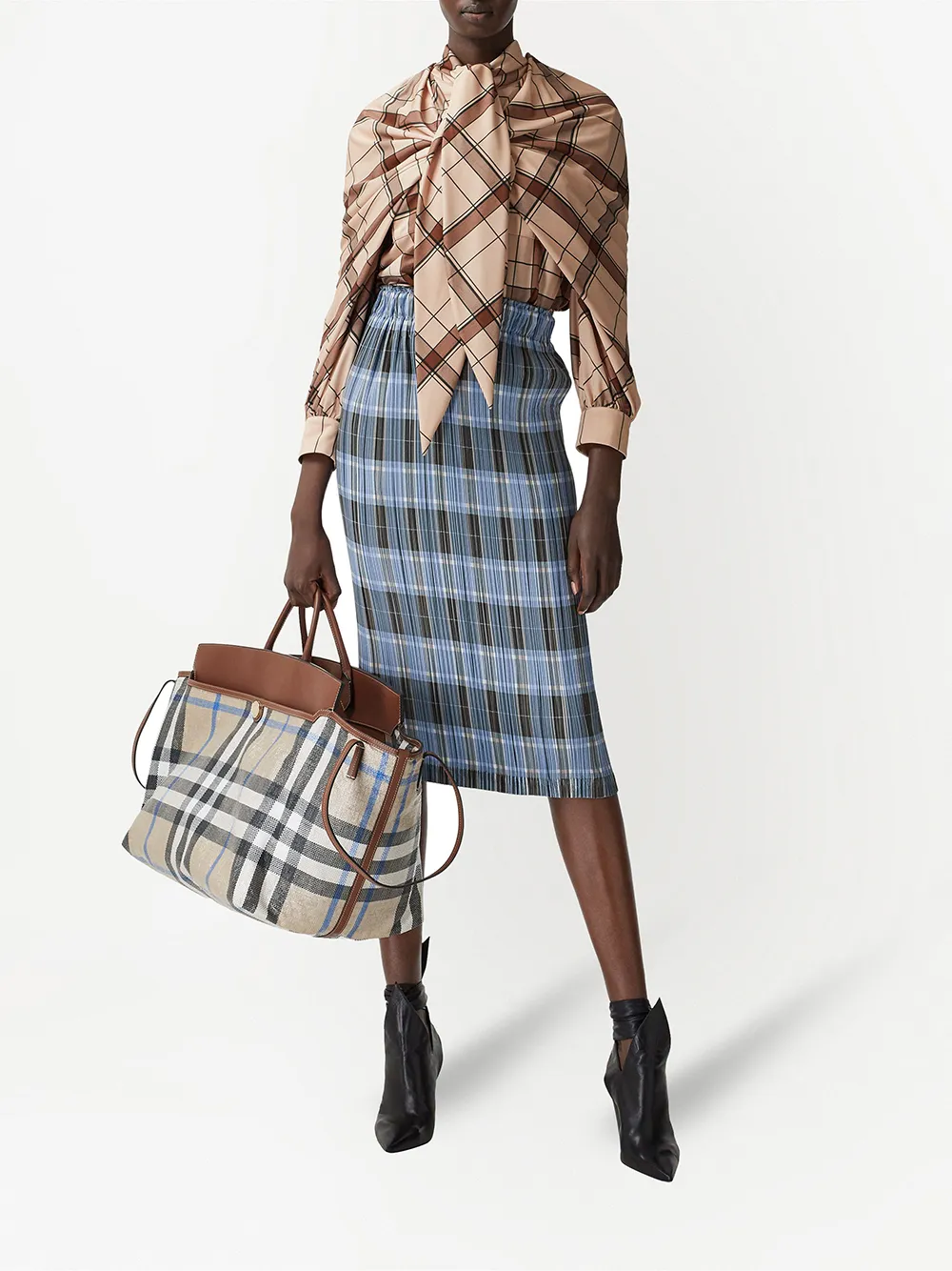 фото Burberry большая сумка-тоут в клетку