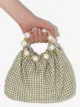 Vanina Juliette gingham-print clutch bag