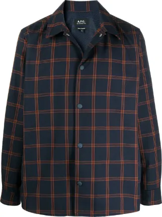 Shop A.P.C. plaid shirt jacket with 