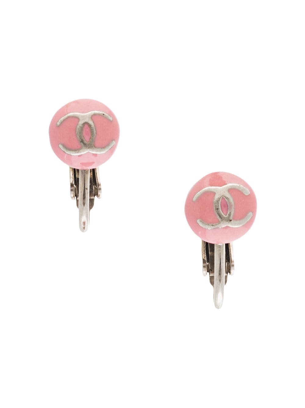 Pre-owned Chanel 2003 Cc Micro Clip-on Earrings In Pink