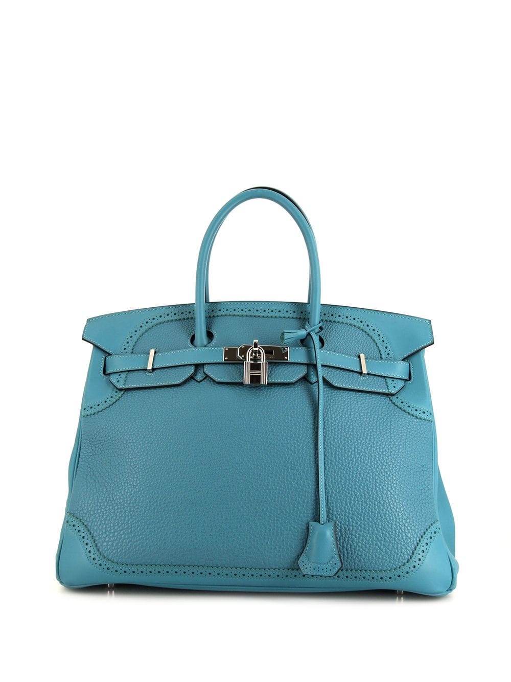 Pre-owned Hermes 2014  Birkin Ghillies 35 Tote Bag In Blue