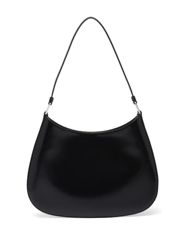 Cleo Small Leather Shoulder Bag in White - Prada