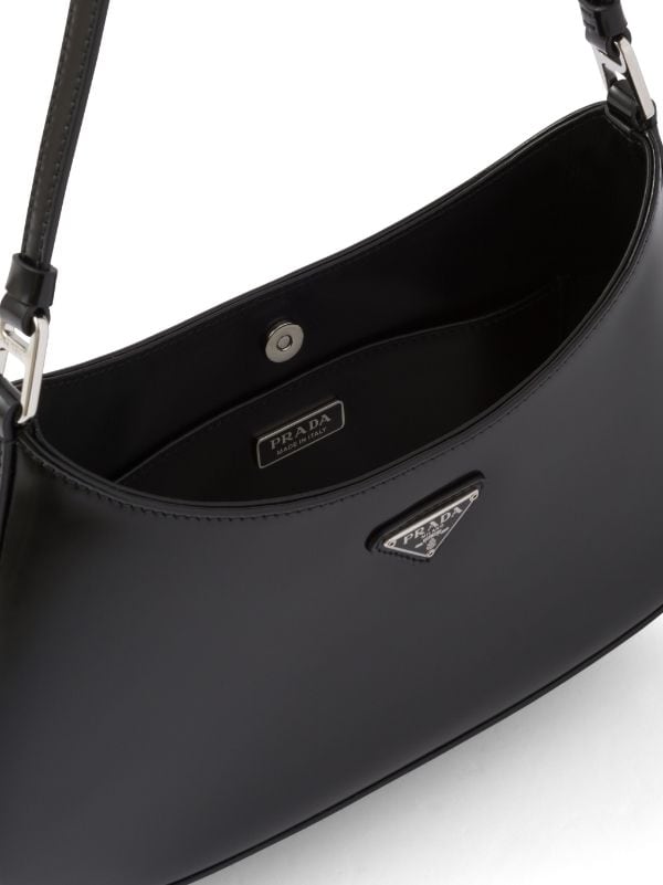 Black Cleo leather shoulder bag, Prada
